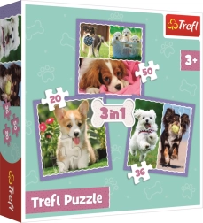 Puzzle 3v1 rozkošné šteniatka Trefl
