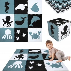 Veľká penová podložka na hranie XXL 180 × 180 cm – morské zvieratá HUMBI