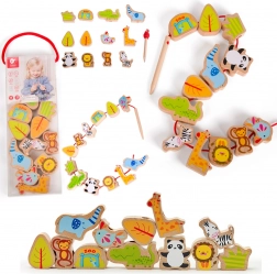 Drevené koráliky na navliekanie zoo Classic World, 13 ks