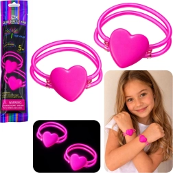 Dvojité svietiace náramky srdce neon glow stick – sada
