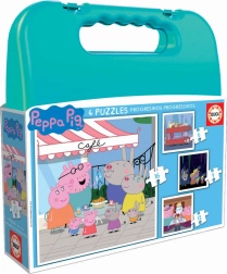 Puzzle v kufríku Prasiatko Peppa 4v1