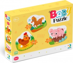 Baby puzzle Zvieratká z farmy 3v1 (2, 3, 4 dieliky) DODO