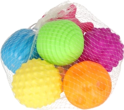 Senzorické loptičky pre deti, sada 6 ks v sieťke