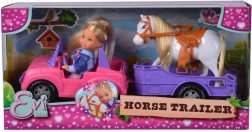 bábika Evi Love s džípom a prívesom pre kone