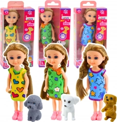 Mini bábika v šatách so psom 14,5 cm