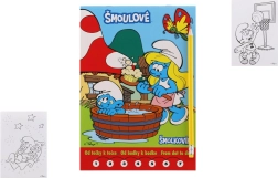 Omaľovánky Šmoulovia od bodky k bodke s ceruzkou a gumou