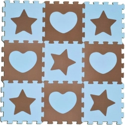 Penené puzzle hviezdy a srdcia modré