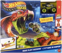 Hot Wheels Monster Trucks Snake Slam Takedown herný set s truckom BONE SHAKER