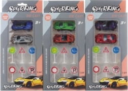 Sada kovových autíčok so značkami