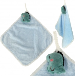 Detský uteráčik do škôlky 30 × 30 cm – modrý dinosaurus