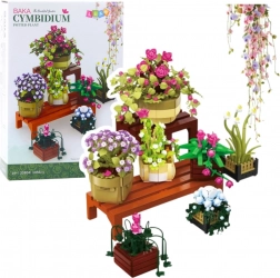 Konštrukčná stavebnica kvety v kvetináčoch s dvoma policami – 1446 dielikov