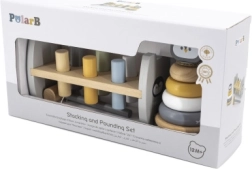 VIGA PolarB Drevená pyramídka a palička s tučniakom Montessori