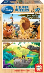 Drevené puzzle Disney zvierací kamaráti 2×50 dielikov
