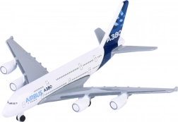 Kovový osobný lietadlo AIRBUS A380-800 biely 11 cm