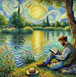 Diamantové maľovanie Muž pri jazere 30 × 40 cm