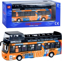Kovový poschodový autobus s otváracími dverami – Oranžová
