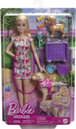 Barbie s psíkom na vozíku