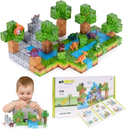Magnetická stavebnica 142 kociek s dinosaurami