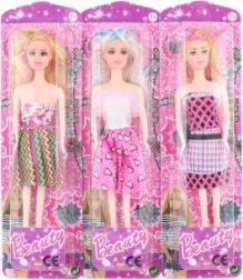 Bábika v farebných šatách 28 cm