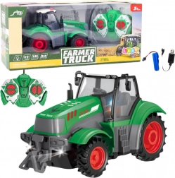 Zelený diaľkovo ovládaný traktor 1:24