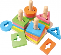 Drevená navliekacia hra s tvarmi 15 cm