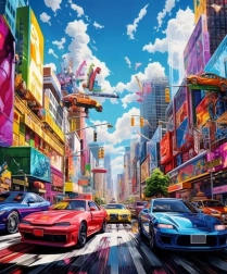 Diamantové maľovanie farebné mesto 30 × 40 cm