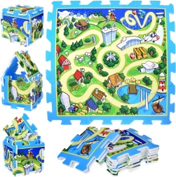 Penaové puzzle mesto – ulice, detská hracia podložka 93 × 93 cm