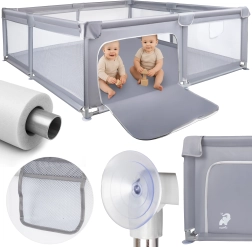 Detská ohrádka KIVO 180 × 200 cm sivá