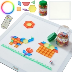 Farebný štvorcový LED panel MASTERKIDZ s Montessori mozaikou 140 ks