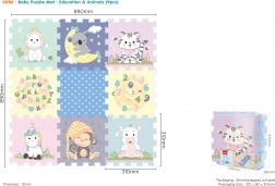 Mäkké penové puzzle so zvieratkami 32 × 32 cm, 9 dielov