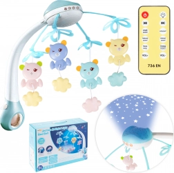 kolotoč nad postieľku s projektorom a diaľkovým ovládaním, 500 melódií