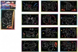 Škrabacie trblietavé obrázky, farebné, 15 × 10 cm