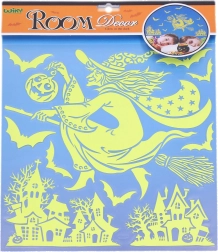 Svietiace nálepky na stenu čarodejnice Halloween 38 × 31 cm