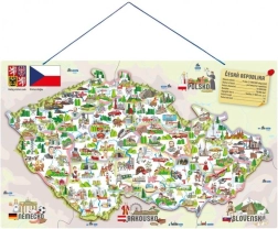 Woody magnetická mapa ČR s obrázkami a spoločenská hra 3 v 1