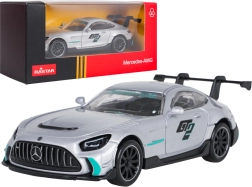 Kovový model Mercedes-AMG GT2 RASTAR v mierke 1:43, strieborný