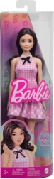 barbie fashionistas módna bábika v ružových šatách s károvaným vzorom