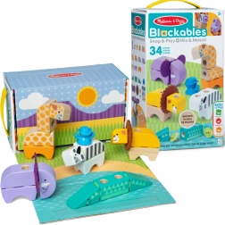 Drevená stavebnica safari zvieratká 34 dielov MELISSA & DOUG