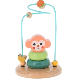 Farebný drevený motorický labyrint s opičkou