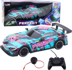 Rc pretekárske auto s diaľkovým ovládaním – zelené s ružovými akcentmi