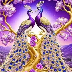 Diamantové maľovanie Pávi na vetve 30x40 cm