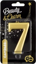 sviečka číslica 7 v metalickej zlatej farbe GODAN Beauty & Charm 8 cm