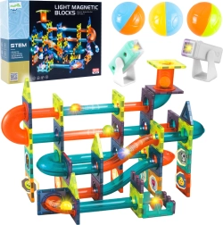 Magnetická 3D stavebnica so svetlom, 110 dielov