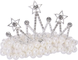 Dekoratívna gumička do vlasov s perlami – Korunka