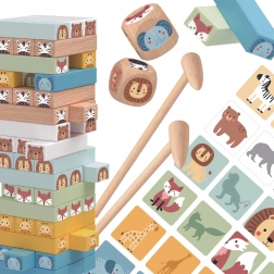 Tooky Toy drevená balančná veža zvieratká, 82 dielov