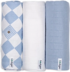 Lodger swaddler z organickej bavlny Blue fogg, 70 × 70 cm (3 ks)