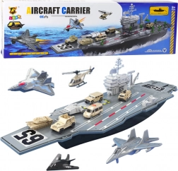Veľká vojenská lietadlová loď s tankami a lietadlami 70cm