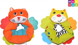 Textilné chrastítko na ruku s hryzátkami MAAMAA, mačička 12 cm