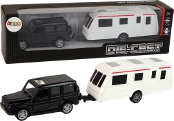 Model SUV s prívesom na kempovanie