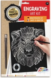 strieborný škrabací obrázok lev GRAFIX