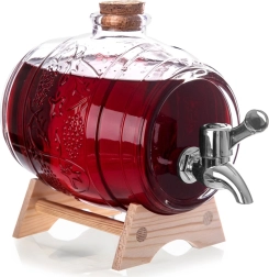 Sklenený nápojový dávkovač s kohútikom a stojanom 1 l